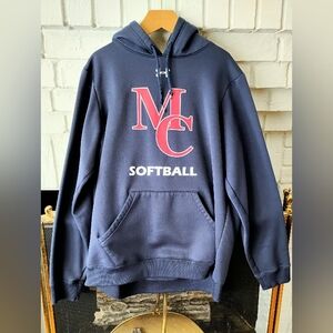 Under Armour Dark Blue Softball Hoodie with Red Logo